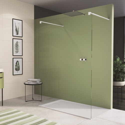 SANSWISS Walk-In EASY STR4P SOLO ścianka wolnostojąca 140cm, profile biały mat, szkło bezbarwne STR4P1400907+SMGE2091250