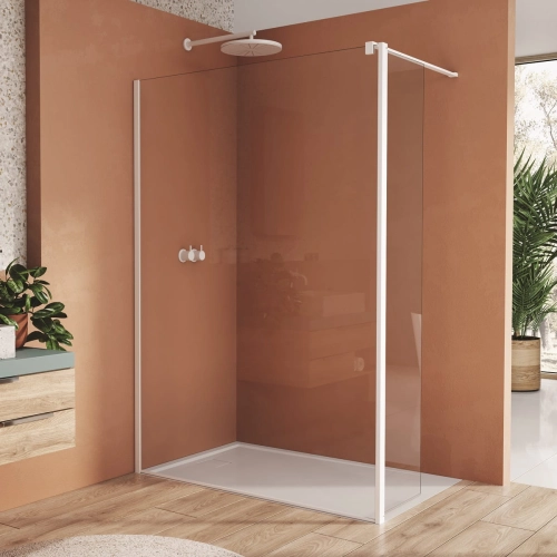 SANSWISS Walk-In EASY STR4P ścianka boczna wolnostojąca 90cm+42cm, biały mat STR4P0900907+BTE20420907
