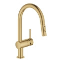 GROHE Minta bateria zlewozmywakowa z wyciąganą wylewką, złoty szczotkowany - brushed cool sunrise 32321GN2