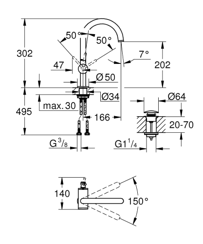 GROHE Atrio bateria umywalkowa rozmiar L, grafit szczotkowany - brushed hard graphite 32042AL3