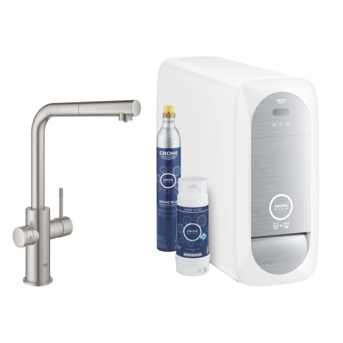 GROHE Blue Home zestaw startowy z wylewką w kształcie L, stal nierdzewna 31539DC0