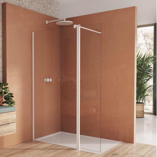 SANSWISS Walk-In EASY STR4P ścianka boczna wolnostojąca 80cm+40,6cm, biały mat STR4P0800907+BTE304060907
