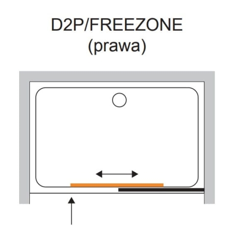 Sanplast Free Zone drzwi przesuwne 130cm(127-130,4cm), prawe D2L/FREEZONE-130, szkło bezbarwne, profile czarny mat 600-271-3180-59-401