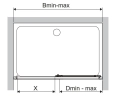 Zakres regulacji B: 1570-1604 mm
Szerokość wejścia X: 695 mm
Wymiar D: 756-773 mm