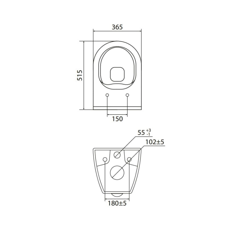 Vitalle Lukka miska podwieszana Rimless 51,5x36,5cm z deską wolnoopadającą, 541204111187K1VL