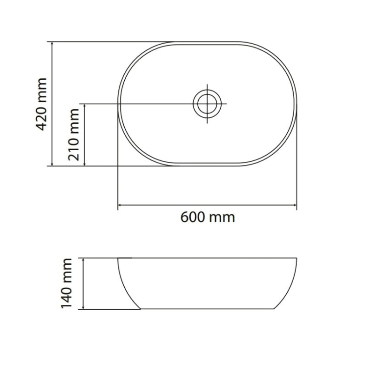 Vitalle Verdena 60 umywalka nablatowa 60x42x14cm, biała 41746011121000VL
