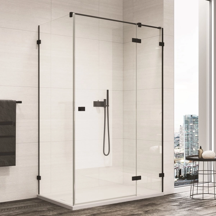 SANSWISS Annea black kabina prostokątna 100x80cm, drzwi skrzydłowe, prawa, profil czarny mat, szkło bezbarwne AN13WD1000ANTW108000607