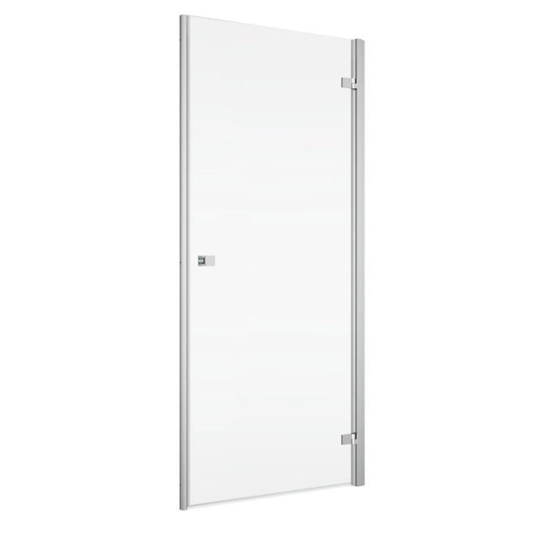 SANSWISS Annea drzwi skrzydłowe 90cm(88,4-90cm), prawe, profile srebrny połysk, szkło bezbarwne AN1CD09005007 z zestawem VANE50