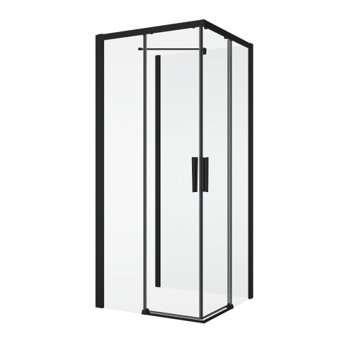 Sanswiss Divera kabina trójścienna 70x70x70cm, profil czarny mat, szkło bezbarwne D22SE2B0700607+D22F10700607+D22EV1.06.500