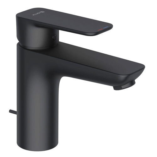 Kludi Pure&Style 100 bateria umywalkowa, czarny mat, zawór spustowy z cięgnem, 402903975