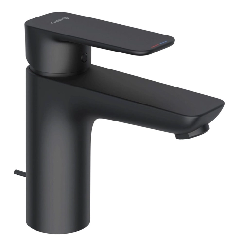 Kludi Pure&Style 100 bateria umywalkowa, czarny mat, zawór spustowy z cięgnem, 402903975