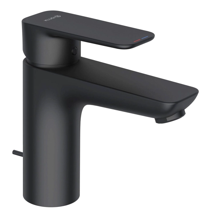 Kludi Pure&Style 100 bateria umywalkowa, czarny mat, zawór spustowy z cięgnem, 402903975