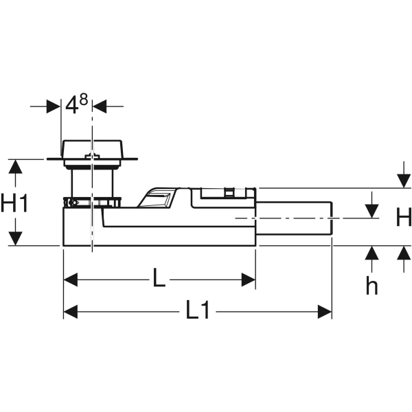 H - 90 mm, H1 - 90 - 220 mm, h - 42 mm, L - 30 mm, L - 358 mm,