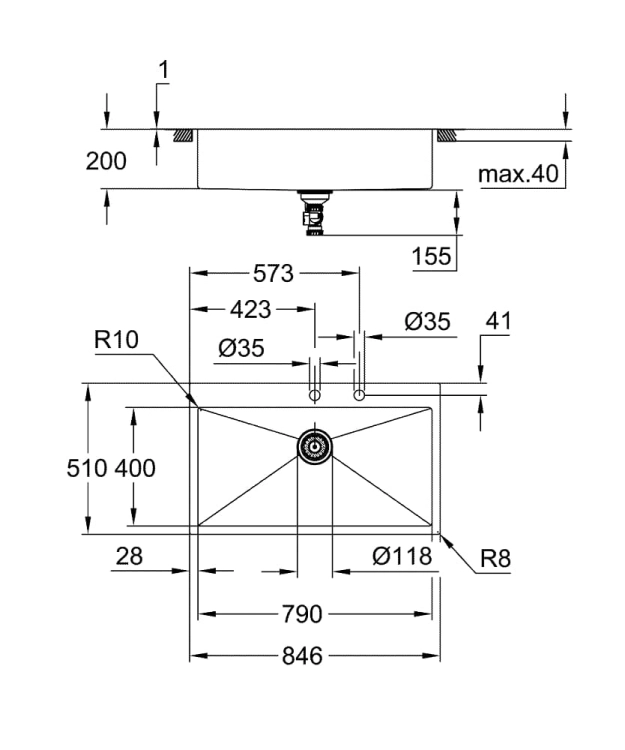 GROHE K800 zlewozmywak wpuszczany w blat 84,6x51cm, stal szlachetna 31584SD1