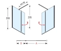 Novellini Kuadra H+HA ścianka prysznicowa 117-120cm+37cm, profil czarny mat, szkło bezbarwne KUADH120-1H + KUADHA37-1H