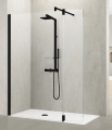Novellini Kuadra H+HA ścianka prysznicowa 137-140cm+37cm, profil czarny mat, szkło bezbarwne KUADH140-1H + KUADHA37-1H