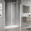 Novellini Young 2.0 G+F in line drzwi prysznicowe skrzydłowe 120cm(117-121cm), profil biały mat, szkło bezbarwne Y2GFL117-1U