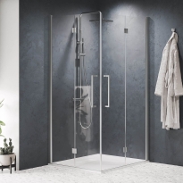 Novellini Young 2GS kabina kwadratowa drzwi składane 80x80 cm (77-79x77-79cm), profil chrom, szkło bezbarwne Y22GS77LD-1K+Y22GS77LS-1K