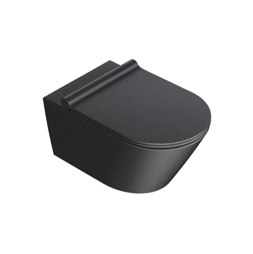 Catalano Zero NewFlush miska podwieszana 55x35cm z deską wolnoopadającą i mocowaniem, czarny mat 1VS55NRNS+5SCSTPNS+5KFST00