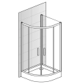 Sanplast TX5 kabina trójścienna półokrągła 90x90x90cm, profile srebrny połysk, szkło bezbarwne W0, 600-271-0262-1320-38-401