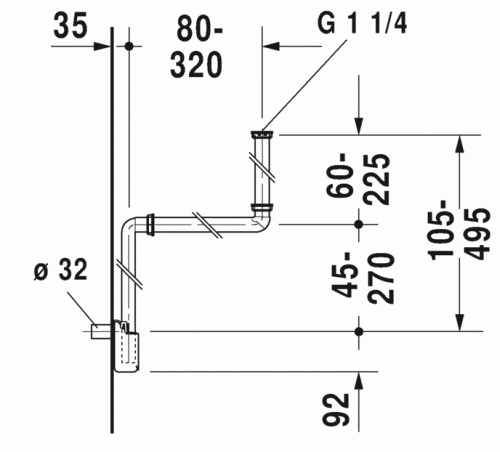 Duravit półsyfon umywalkowy oszczędzający miejsce 0050760000