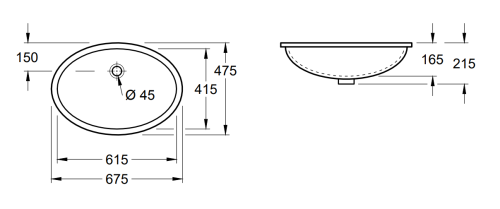 VILLEROY&BOCH Evana umywalka podblatowa 61,5x41,5cm, CeramicPlus 6144.00.R1