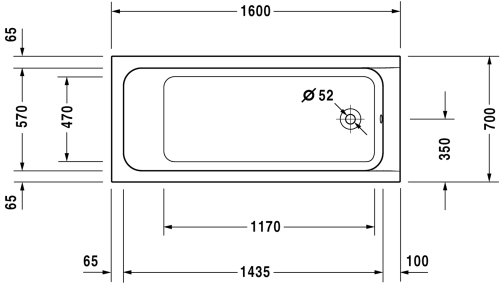 Wanna prostokątna 160x70cm D-code Duravit 700096000000000