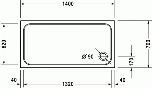 Duravit D-code brodzik prostokątny 140x70x6cm 720095000000000