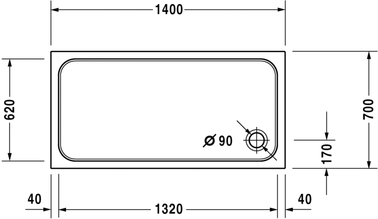 Duravit D-code brodzik prostokątny 140x70x6cm 720095000000000