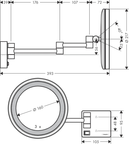 HANSGROHE AddStoris lusterko kosmetyczne z oświetleniem LED, złoty optyczny polerowany 41790990
