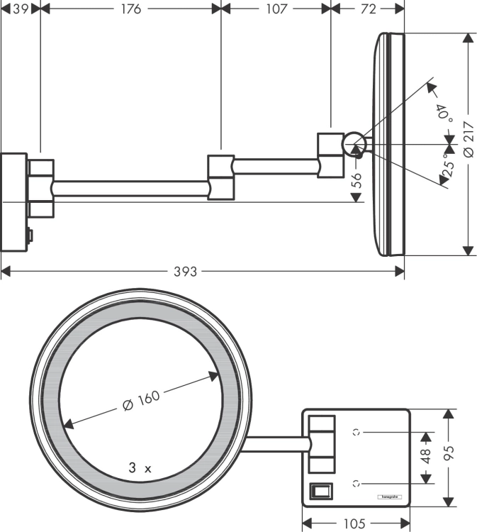 HANSGROHE AddStoris lusterko kosmetyczne z oświetleniem LED, złoty optyczny polerowany 41790990