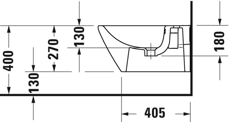 Duravit D-Neo bidet podwieszany 54x37cm, biały 2294150000