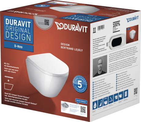 Duravit D-Neo SET miska podwieszana 48x37cm Rimless z deską wolnoopadajacą 45880900A1