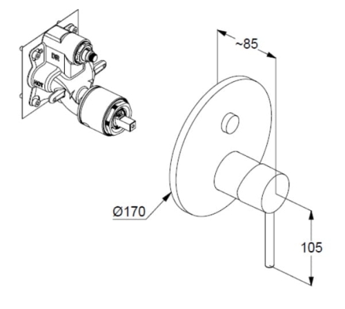KLUDI Bozz PUSH & SWITCH bateria wannowo-prysznicowa podtynkowa, element zewnętrzny, czarny mat 386593976