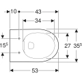 GEBERIT Selnova miska podwieszana 53x35,5 cm, Rimfree 500.265.01.1