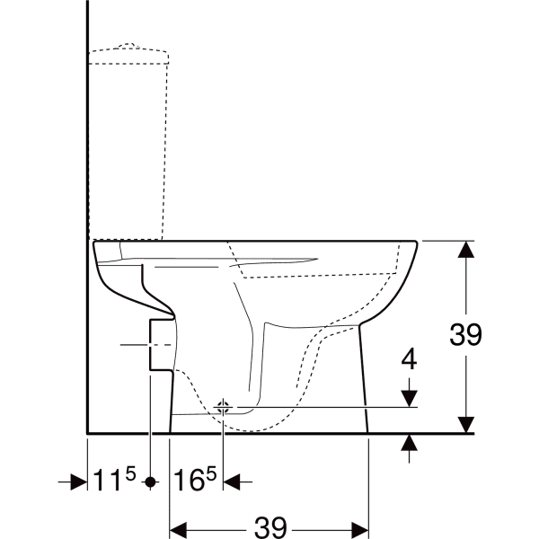 GEBERIT Selnova miska kompaktowa WC Rimfree, odpływ poziomy 500.283.01.5