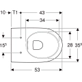 GEBERIT Selnova Premium miska podwieszana podwyższona 53x35,5 cm, Rimfree 500.694.01.2