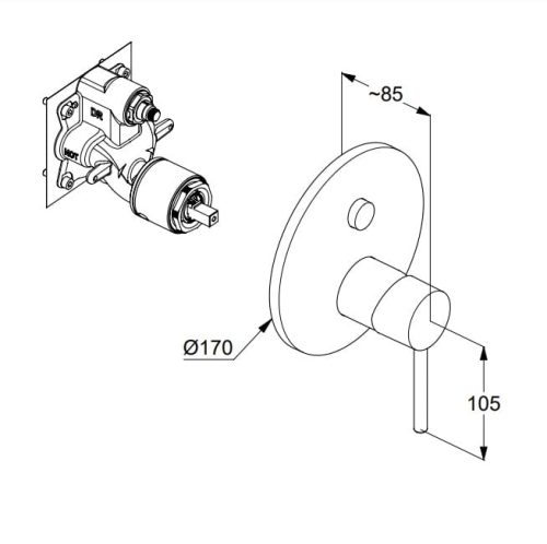 KLUDI Bozz PUSH & SWITCH bateria wannowo-prysznicowa podtynkowa, element zewnętrzny, biały mat 386595376