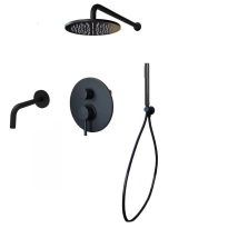 Paffoni Light Black zestaw wannowy podtynkowy z deszczownicą 22,5cm, czarny mat LIG019ZSCW3A.NO