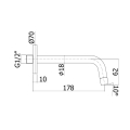 Paffoni Light wylewka ścienna 178mm, czarny mat ZBOC045NO