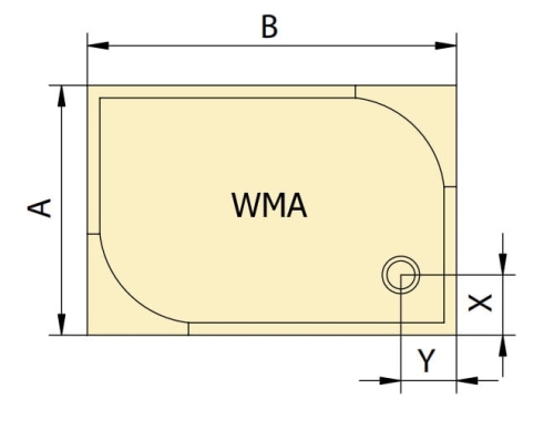 A - 800 mm, B - 1110 mm, Y - 151 mm, X - 151 mm