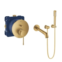 GROHE Essence zestaw wannowo-prysznicowy z natryskiem i wylewką wannową, złoty szczotkowany - brushed cool sunrise 24058GN1-08