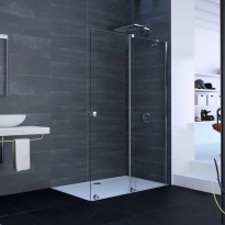 Huppe Xtensa Pure ścianka Walk-In typ 90, prawe, wspornik skośny, profile srebrny połysk, szkło bezbarwne AP, XT0220.069.322