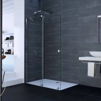Huppe Xtensa Pure ścianka Walk-In typ 90, lewe, wspornik skośny, profile srebrny połysk, szkło bezbarwne AP, XT0120.069.322