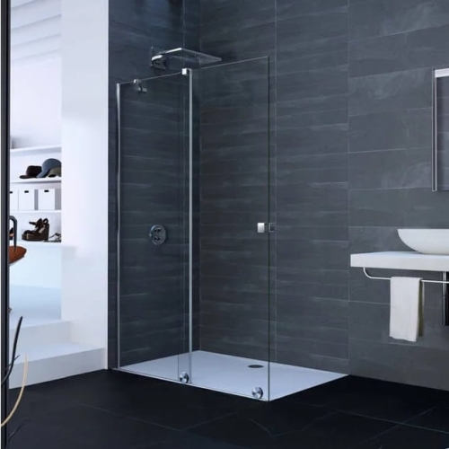 Huppe Xtensa Pure ścianka Walk-In typ 90, lewe, wspornik skośny, profile srebrny połysk, szkło bezbarwne AP, XT0120.069.322