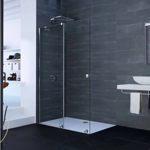 Huppe Xtensa Pure ścianka Walk-In typ 90, lewe, wspornik skośny, profile srebrny połysk, szkło bezbarwne AP, XT0120.069.322