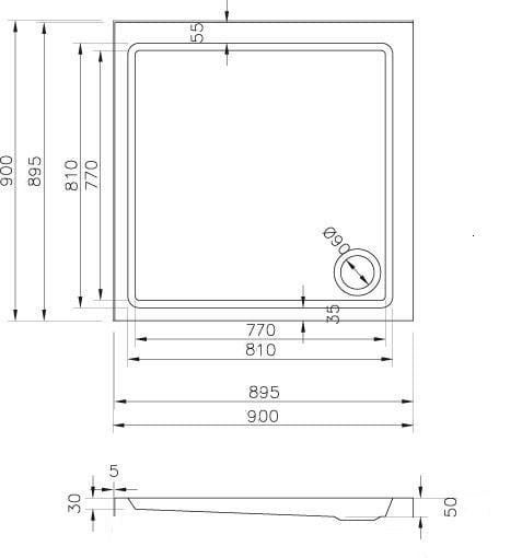 Ravak Angela Basic LA brodzik kwadratowy 90x90 cm GPX2240134