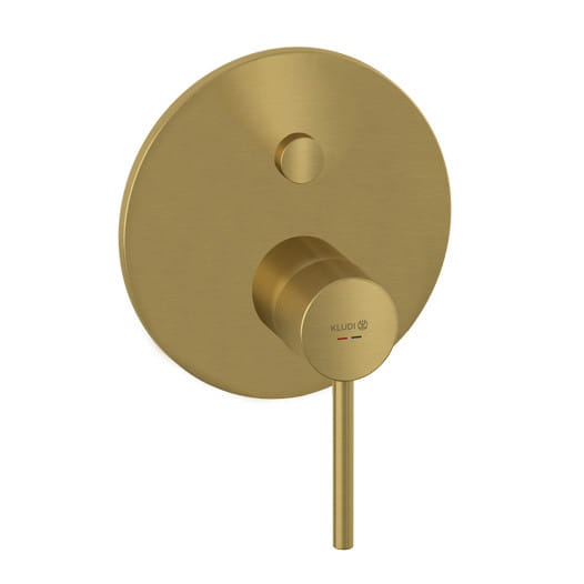 KLUDI Bozz PUSH & SWITCH bateria wannowo-prysznicowa podtynkowa, element zewnętrzny, złoty szczotkowany 38659N076