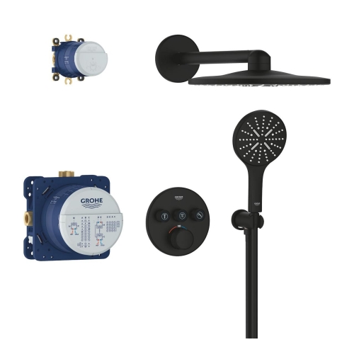 GROHE Grohtherm SmartControl podtynkowy zestaw prysznicowy z deszczownicą SmartActive 310, phantom black 34863KF0