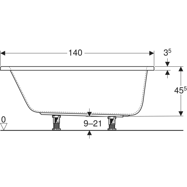 GEBERIT Perfect wanna prostokątna 140x70cm 554.070.01.1